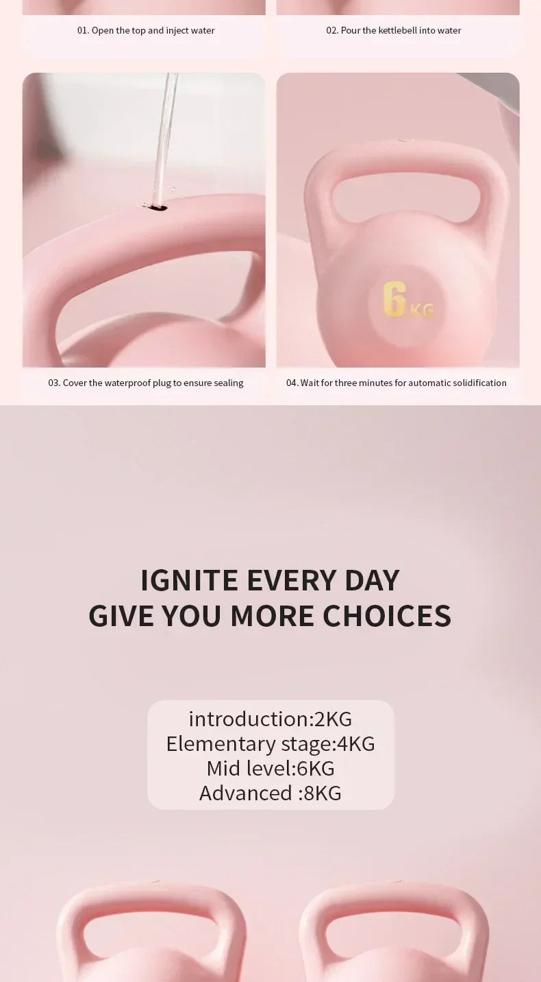 Adjustable Dumbbell Home Fitness Gym Exercise Equipment 2/4/6/8kg Water Kettlebell Squat Trainer Tool for Training Buttock