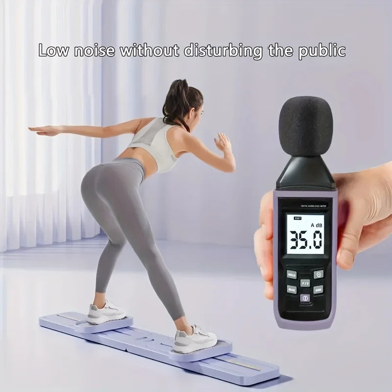 5-in-1 multifunctional fitness board with handle and pulley - purple trainer, non electric portable home fitness equipment,