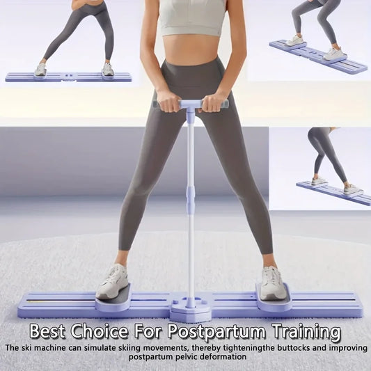 5-in-1 multifunctional fitness board with handle and pulley - purple trainer, non electric portable home fitness equipment,